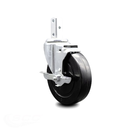Service Caster 5 Inch Hard Rubber Wheel Swivel 3/4 Inch Square Stem Caster with Brake SCC SCC-SQ20S514-HRS-TLB-34